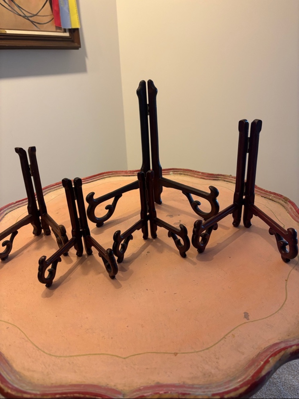 Decorative Dark Brown Wooden Plate & Photo Stand (Set)